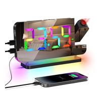 Lancoon Sveglia proiezione colorata specchio 11 RGB 10 colori Luce notturna LED orologio da scrivania camera da letto casa