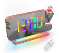 Lancoon Sveglia RGB con proiettore, 11 colori, visualizzazione dell'ora, 6 livelli di luminosità, volume sonnolento, modalità 12/24H, spina inclusa