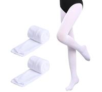 Lancry 2 paia di collant con piede 80D per danza classica per ragazze, bianco, L