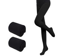 Lancry 2 paia di collant con piede 80D per danza classica per ragazze, Nero , L