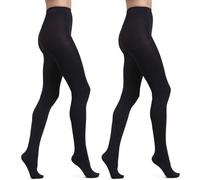 Lancry 2 paia di collant neri da donna, 40 denari, morbidi, opachi, elasticizzati, Nero , M