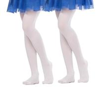 Lancry Collant da balletto con piede per bambine, 40D, 2 paia, bianco, 9-10 Jahre