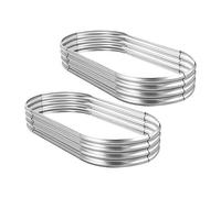 Land Guard 2 pezzi Zincato sollevato Giardino Bed Kit, Fioriera zincata Alzata Giardino Scatole Alzate Esterno, Ovali Grandi Letti Da Giardino Sollevati