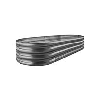 Land Guard Kit per aiuola rialzata zincata, fioriera, scatole da giardino rialzate per esterni, in metallo ovale grande per verdure (grigio)