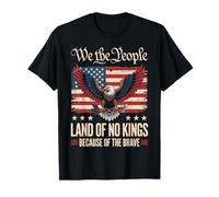Land of No Kings Patriotic Eagle Bandiera Vintage No Kings Day Maglietta
