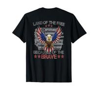 Land of the Free Because of the Brave | Stampa sul retro Maglietta