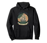 Land of the Free Since 1776 Patriotic US Flag Retro Barca a vela Felpa con Cappuccio