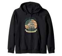 Land of the Free Since 1776 Patriotic US Flag Retro Barca a vela Felpa con Cappuccio