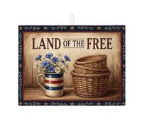 Land of the Free - Tappetino scolapiatti per bancone della cucina, tappetino assorbente per scolapiatti rustico con motivo floreale, in microfibra, vintage, 45,7 x 61 cm