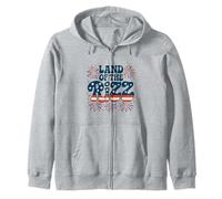 Land of the Rizz Groovy 4 luglio Fuochi d'artificio patriottici USA Felpa con Cappuccio
