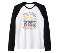 Land of the Rizz Groovy 4 luglio Fuochi d'artificio patriottici USA Maglia con Maniche Raglan