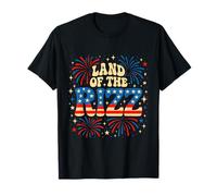 Land of the Rizz Groovy 4 luglio Fuochi d'artificio patriottici USA Maglietta