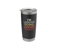 Landen Name Landen Personalized Name First Given Bicchiere termico in acciaio inox doppia parete