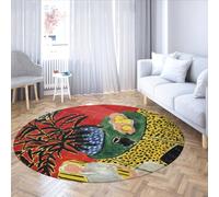 LANDERSION Colori vivaci Tappeti rotondi Arte astratta Still Life Interior Scene Tappeto per sala da pranzo Tappeto portatile lavabile per il corridoio della cucina 240cm