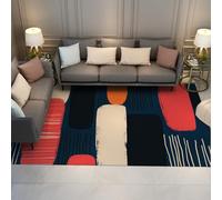 LANDERSION Tappeti blu 120x180cm Linee minimaliste di metà secolo Tappeto da tappeto Arte astra moderna Tappeto lavabile Tappetino antiscivolo antiscivolo per il soggiorno