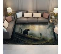 LANDERSION Tappeti dell'area faunistica del paese Foresta nebbiosa Koala Tappeto rustico lavabile tappeto soffice a pelo corto antiscivolo per camera da letto della fattoria 100x150cm