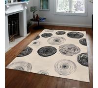 LANDERSION Tappeti geometrici a cerchi concentrici per soggiorno Tappetino antiscivolo per interni astratto moderno bianco nero per aula didattica scolastica 180x300cm