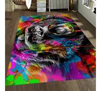 LANDERSION Tappeti lavabili Tappeto rettangolare antiscivolo a pelo corto Graffiti a pelo corto Gorilla Theme per soggiorno Bagno Camera da letto 90x120cm