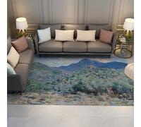 LANDERSION Tappeti per il paesaggio esterno 100x200cm Blue Mountain Pittura a olio Paesaggistica tappeto da camera da letto antiscivolo lavabile tappeto a pelo basso per il balcone d'ingresso