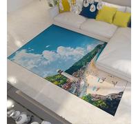 LANDERSION Tappeti romantici per la zona balneare Sunny Beach Lighthouse Green Forest Blue Ocean Coastal Aesthetic Tappeto Lavabile tappeto sottile per comodino 100x150cm