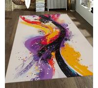 LANDERSION Tappeto astratto colorato arte moderna a colori splash estetica tappeti di lana sintetica lavabile tappeti antiscivolo a pelo basso morbido per camera da letto dormitorio nursery 90x120cm