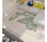 LANDERSION Tappeto astratto verde per camera da letto figura semplice silhouette design home decor tappeto pelo basso tappeto antiscivolo per balcone dormitorio tappetino yoga 100x150cm