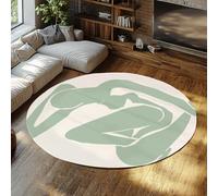 LANDERSION Tappeto astratto verde per camera da letto Figura semplice Silhouette Design Home Decor Tappeto rotondo antiscivolo a pelo corto per tappetino da yoga per camera da letto 160cm