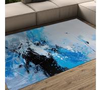 LANDERSION Tappeto blu Non S 80x150cm Graffiti astratti Tappeti soggiorno per arredamento della casa Classe Moquette moderna morbida a pelo basso lavabile per la camera da letto Nursery