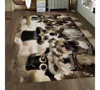 LANDERSION Tappeto con stampa per cani vintage tappeto per ritratti animali da uomo Tappeti lavabile leggero antiscivolo per soggiorno Camera da letto Floor Decor 80x150cm