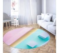LANDERSION Tappeto rotondo geometrico minimalista modello 3D Tappeto circolare moderno luminoso lavabile antiscivolo per soggiorno per camera da letto Studio 80cm