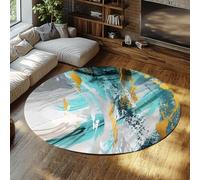 LANDERSION Tappeto rotondo lavabile 80cm Pennellate astratti per graffiti di stampa Tappeti antiscivolo Sottile e resistenti alle macchie per arredamento del soggiorno