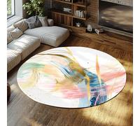 LANDERSION Tappeto rotondo morbido e lavabile Minimalismo Astratto disegnato a mano di metà secolo per comodino Graffiti Stile Arte Urbana Accent per il soggiorno 80cm