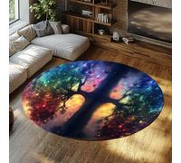 LANDERSION Tappeto Tree of Life 90cm Tappeto rotondo fiaba fantastica tappeti per soggiorno camera da letto ufficio tappeto interno morbido lavabile e arredamento per la casa