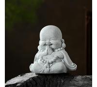 Landical Statua di Buddha in arenaria, scultura di monaco zen che prega, sculture ornamentali per ricchezza, buona fortuna, Feng Shui, decorazione per casa, ufficio, auto (Buddha con preghiera)