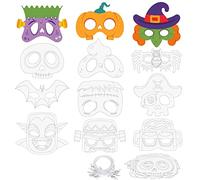 Landifor 24pz Maschera di Halloween per Bambini Maschere da Colorare per Bambini Mascherine da Festa Bambini Maschera di Carta Bianca DIY Pittura per Halloween Carnevale Cosplay Graffiti Fatti a Mano