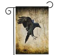 Landing Black Crow Corvus Corax In Moonlight Scary Creepy Bandiere Verticale Durevole Bandiera Da Giardino Robuste Flag Per Feste Decorazione Balcone 30X45Cm