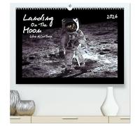 Landing On The Moon Like A Cartoon (hochwertiger Premium Wandkalender 2026 DIN A2 quer), Kunstdruck in Hochglanz: Die Mondlandung im Comic-Stil