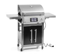 LANDMANN Barbecue elettrico EG-II-590 | Potente barbecue con 2 termometri per carne e coperchio, senza gas e carbone, superficie grill: circa 59 x 40,5 cm | 3200 W [acciaio inossidabile]