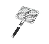 Landmann Pure - Rostiera per Barbecue, per 4 Patties e polpette, Extra Larga, per American Burger Patties, Manico gommato per Una Presa sicura, Include 4 Anelli in Metallo [Acciaio Inox]