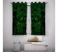 LANDOCROWN Fresco Verde Felce Riduzione Del Rumore Oscurante Occhielli Tende per Home Office Foresta Botanica Piccola Finestra Tende per Soggiorno 2x B150 x H190 cm