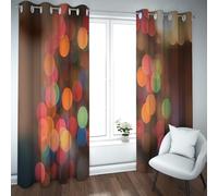 LANDOCROWN Tende per finestre che bloccano la luce per decorazioni natalizie Luci natalizie Luci natalizie Stampe Bokeh Tende oscuranti antivento colorate 2x B140 x H270 cm