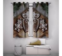 LANDOCROWN Teppe passacavo per biscotti di Natale 2 pannelli cucina rustica decorazioni per la sala da pranzo per le vacanze Tende oscurante moderna per la camera da letto 2x B132 x H90 cm