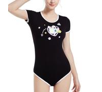Landofgenie Body Donna Bodysuit in Cotone 95% con 3 Bottoni all'Inguine Comodo e Traspirante per Tutto Il Giorno, Sport & Ufficio