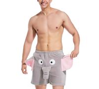 Landofgenie Pigiama e Pantaloncini da Uomo Pigiama Divertente Elefante Shorts Grigio M