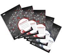 LANDRÉ - Blocchetti a quadretti e 2 a righe, formato A4, 80 fogli, confezione da 5