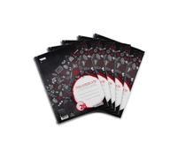 LANDRÉ - Blocco note a quadretti con margine, formato A4, 80 fogli, confezione da 5 pezzi, colore: Nero