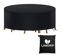 Landrip Copertura per Mobili da Giardino Rotonda, Impermeabile da Giardino Copertura da Tavolo Circolare da Esterno 420D Oxford (Ø190x80CM)