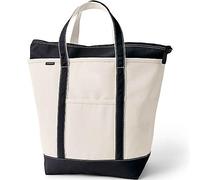Lands' End Zip Top Canvas Tote Bag, avorio (Naturale/nero.), Large
