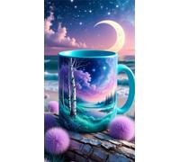 Landscape Mug Moon Diamond Art Kits,5D Diamond Painting Kits for Adults,DIY Full Square Drill diamond painting kits for Beginners Rhinestone Embroidery Picture Art For Home Decor 40x90 cm