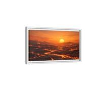 Landscape Nature Lava Flow Orange - Framed Canvas Wall Art Print 20×10 inch (50×25 cm) - Horizontal/White / 1.25 inch (3 cm)